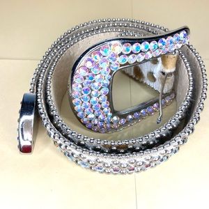BB Simon Calf Hair Swarovski Crystal Belt